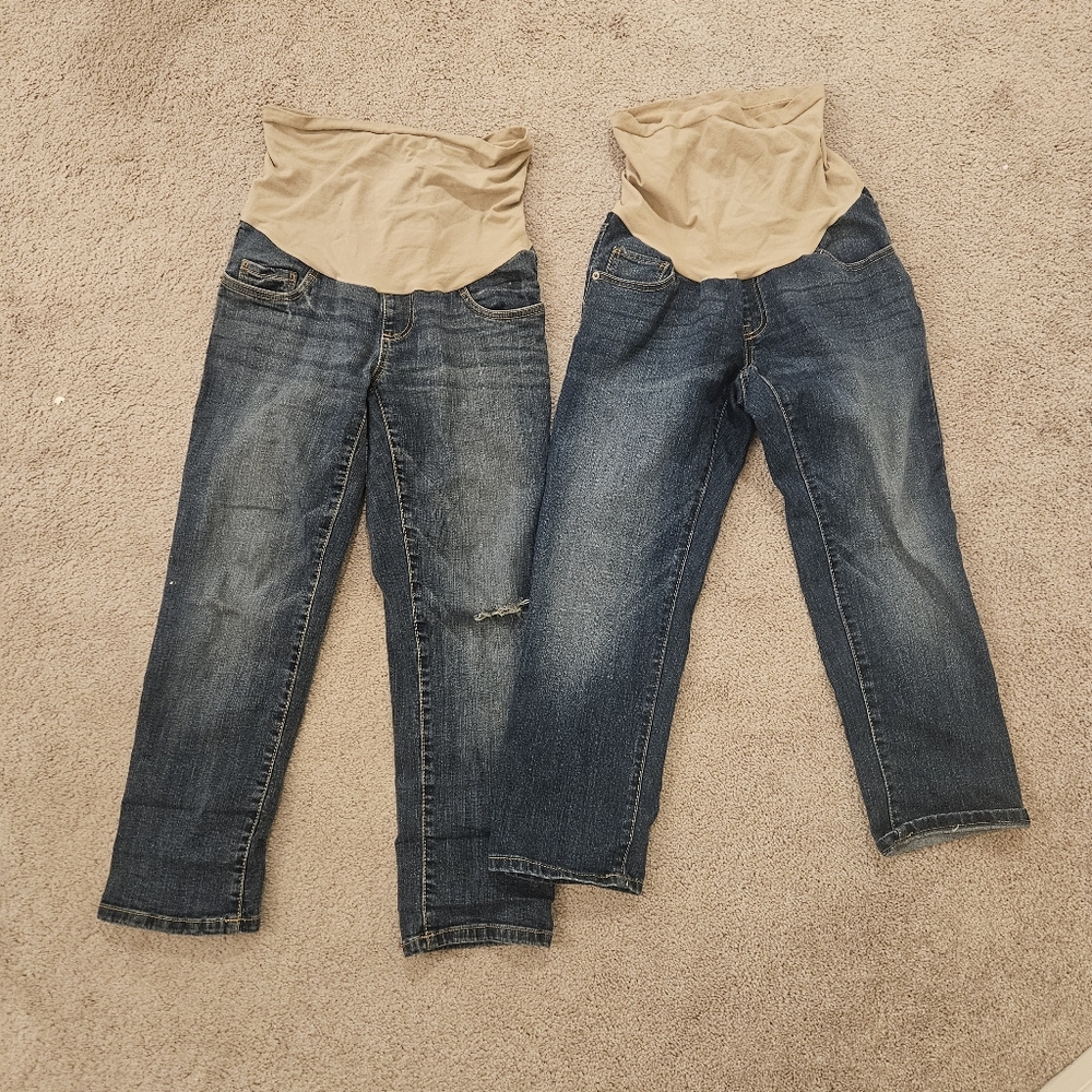 Oh Baby By Motherhood Maternity Cropped Blue Jean Lot Size Small